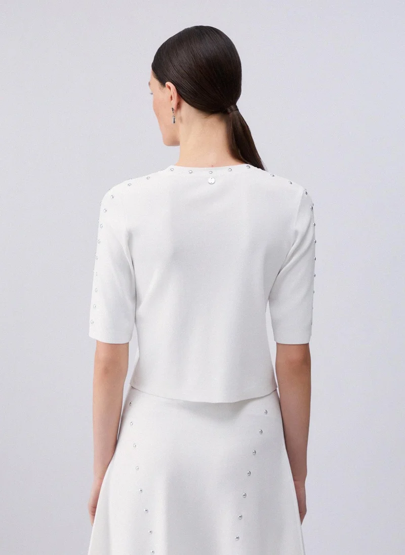 ليو جو Knit top with studs